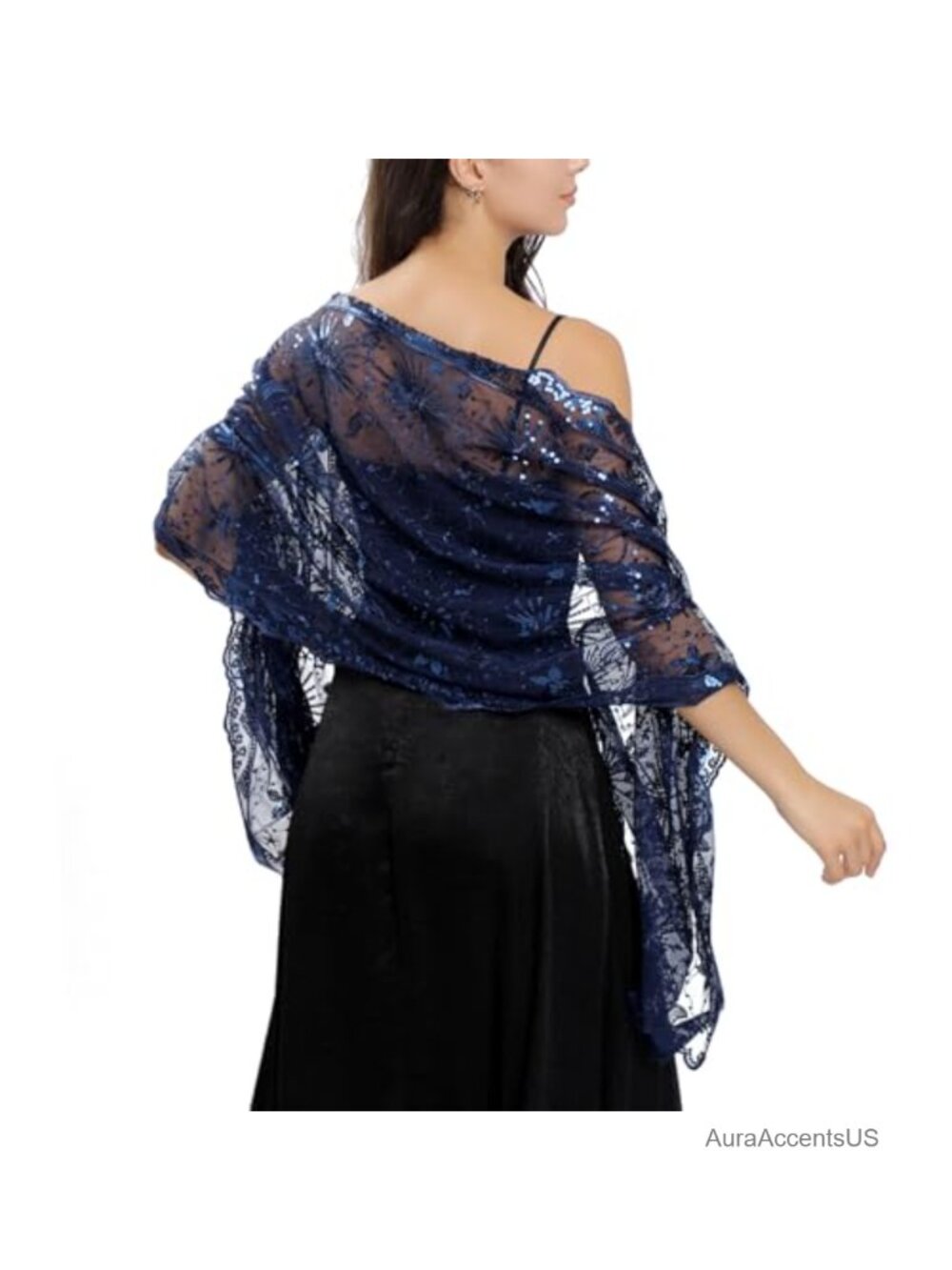 Sequin Star Moon Sparkly Mesh Evening Shawl Wrap Party Prom Bolero
